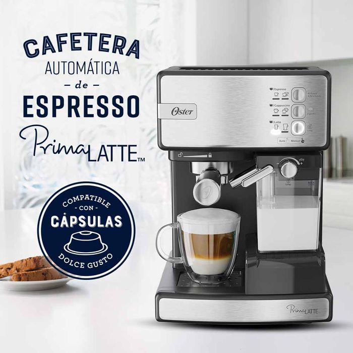 Cafetera automática de espresso plateada Oster® PrimaLatte™ BVSTEM6603SS -  Oster