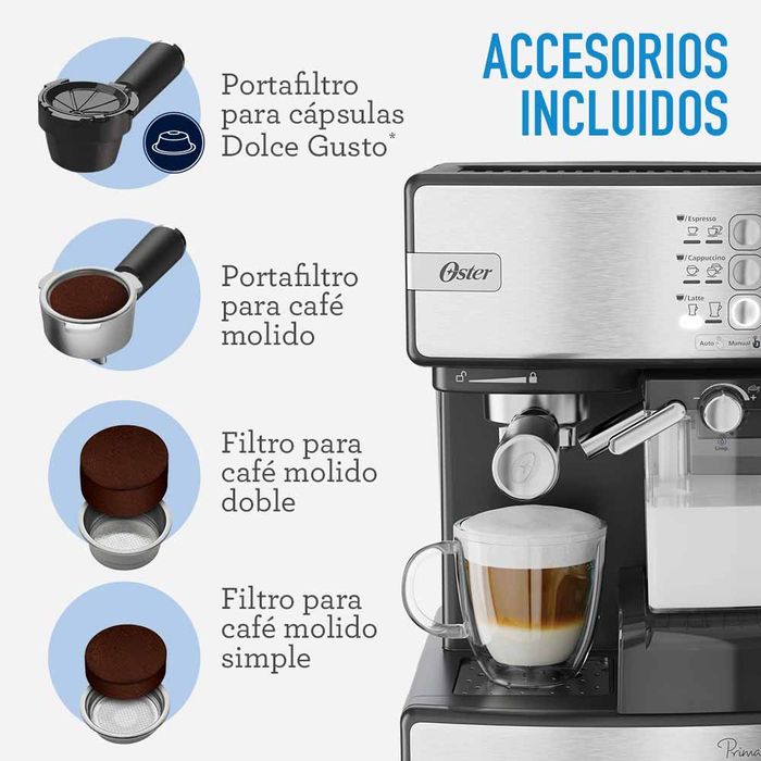 Cafetera automática de espresso plateada Oster® PrimaLatte
